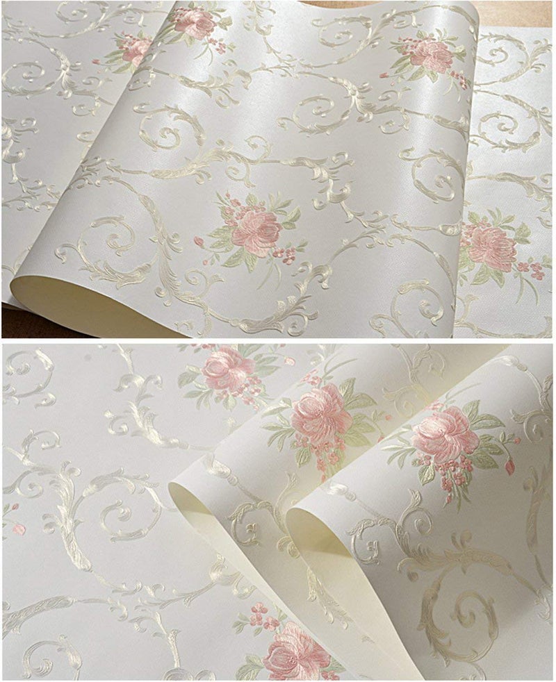 GLOW4U Non-Woven Decorative Flower Contact Paper Self Adhesive Luxury Embossed Floral Peel and Stick Wallpaper for Wall Living Room Bedroom Crafts Wall Decor 20.83 Inches by 9.8 Feet - Image 3